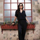 Formal Wear Black Jumpsuit With Elasticated Waist - Western Era Jumpsuits for women