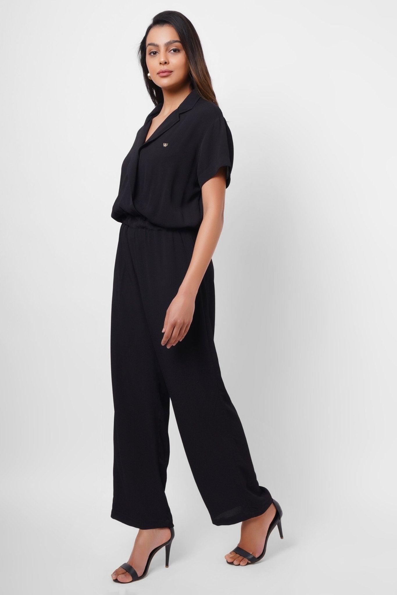 Formal Wear Black Jumpsuit With Elasticated Waist - Western Era Jumpsuits for women