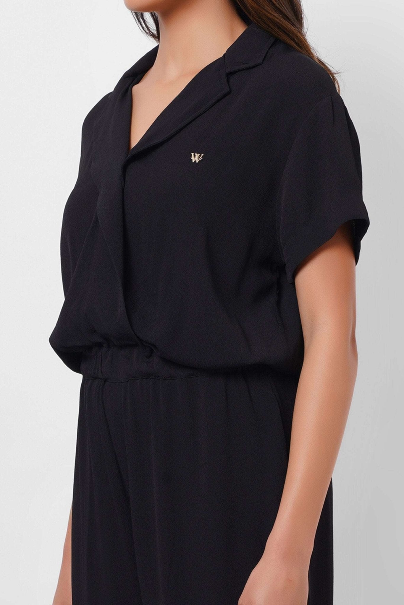 Formal Wear Black Jumpsuit With Elasticated Waist - Western Era Jumpsuits for women