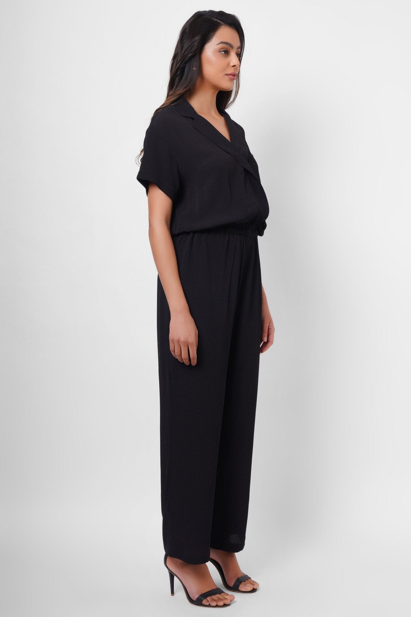 Formal Wear Black Jumpsuit With Elasticated Waist - Western Era Jumpsuits for women