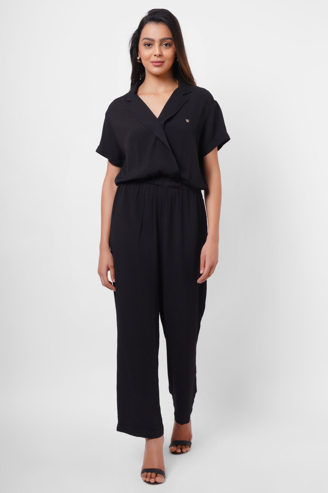 Formal Wear Black Jumpsuit With Elasticated Waist - Western Era Jumpsuits for women