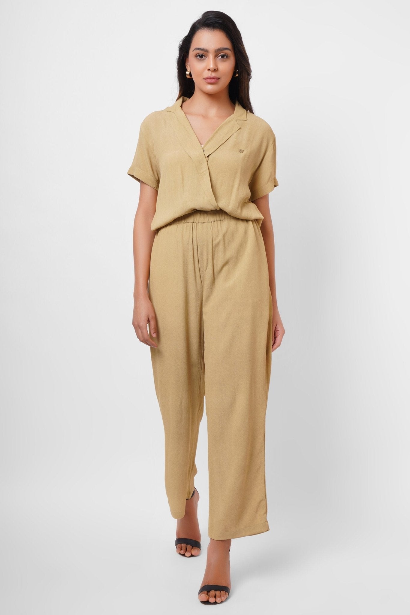 Formal Wear Mustard Jumpsuit With Elasticated Waist - Western Era Jumpsuits for women