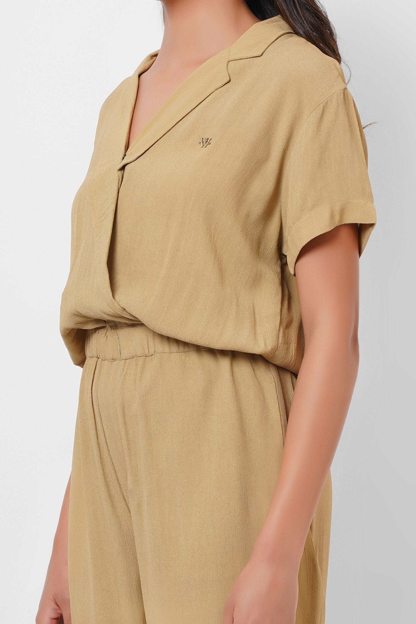 Formal Wear Mustard Jumpsuit With Elasticated Waist - Western Era Jumpsuits for women
