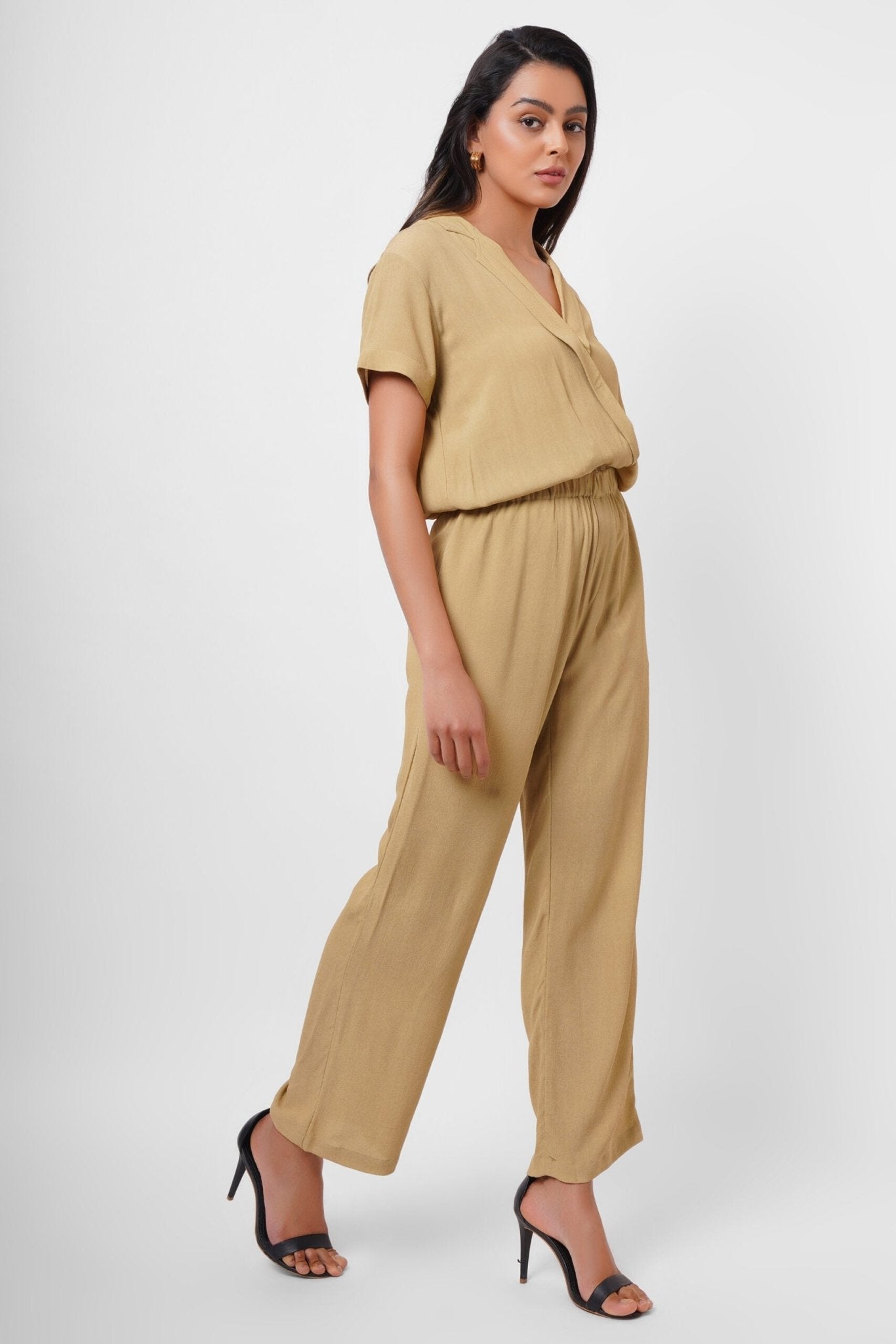 Formal Wear Mustard Jumpsuit With Elasticated Waist - Western Era Jumpsuits for women