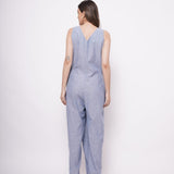 Formal Wear Side Knot Overlap Blue Jumpsuit - Western Era Jumpsuits for women