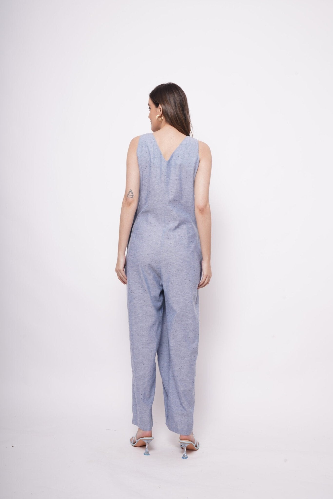 Formal Wear Side Knot Overlap Blue Jumpsuit - Western Era Jumpsuits for women