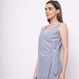 Formal Wear Side Knot Overlap Blue Jumpsuit - Western Era Jumpsuits for women