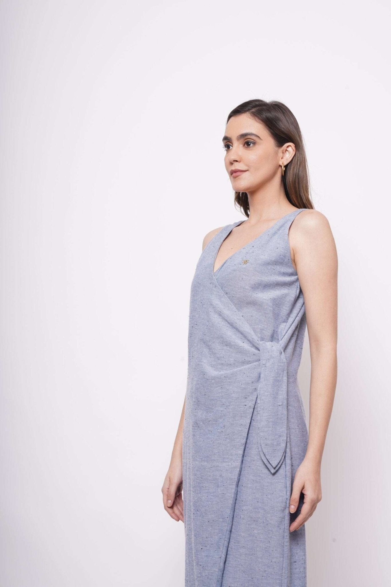 Formal Wear Side Knot Overlap Blue Jumpsuit - Western Era Jumpsuits for women