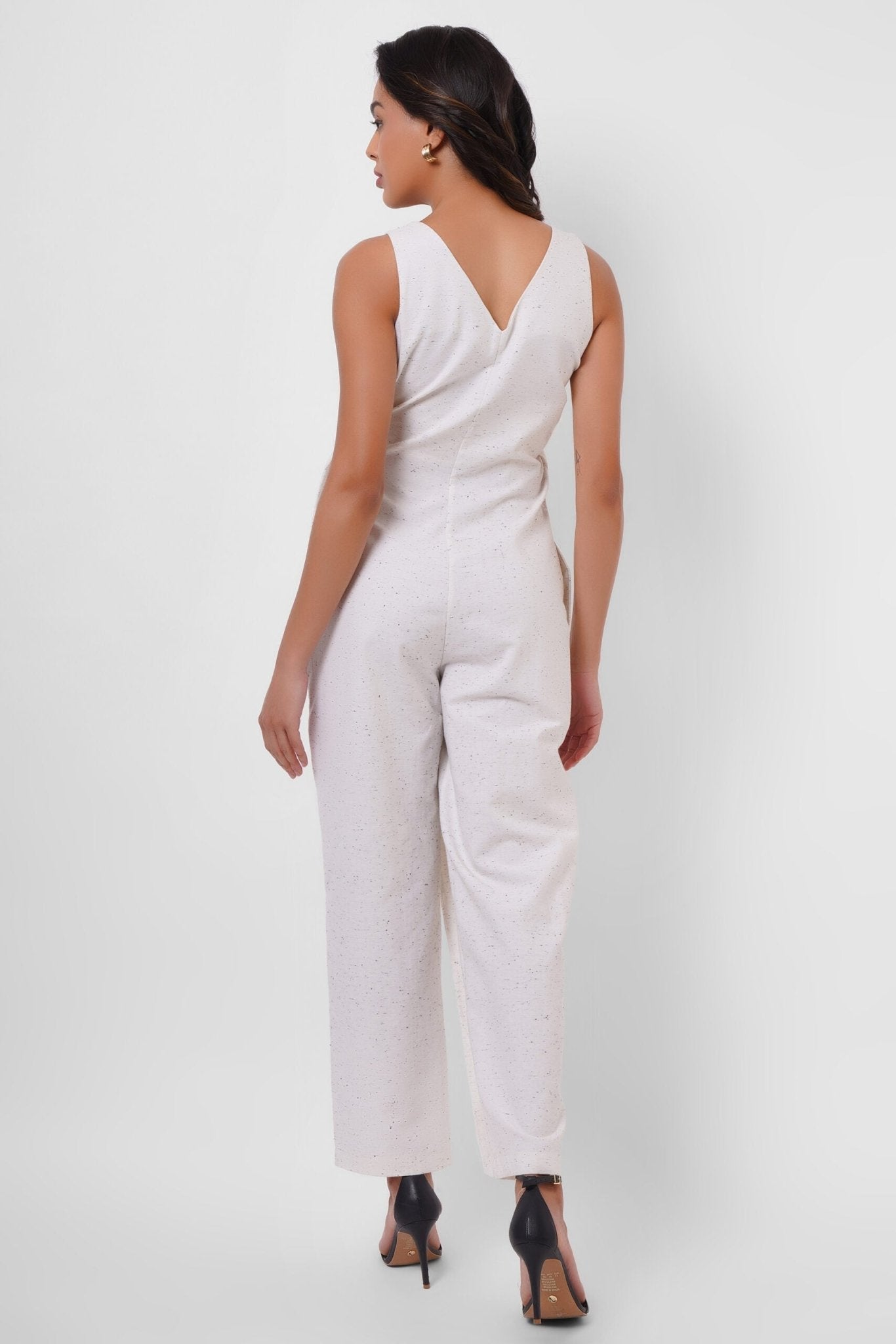 Formal Wear Side Knot Overlap White Jumpsuit - Western Era Jumpsuits for women