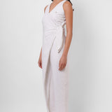 Formal Wear Side Knot Overlap White Jumpsuit - Western Era Jumpsuits for women