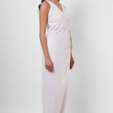 Formal Wear Side Knot Overlap White Jumpsuit - Western Era Jumpsuits for women