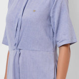 Front Twist Knot Blue Cotton Jumpsuit - Western Era Jumpsuits for women