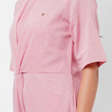 Front Twist Knot Pink Cotton Jumpsuit - Western Era Jumpsuits for women