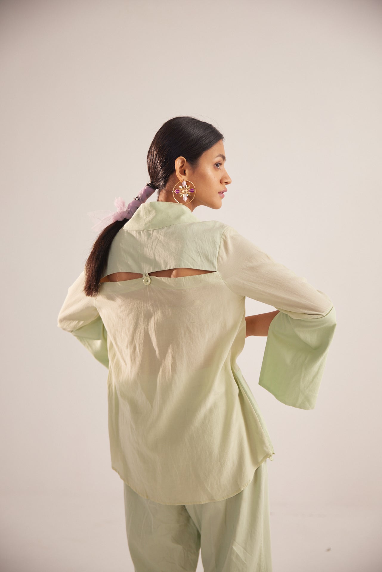 Green Embroidery Cotton Shirt - Western Era Tops for women