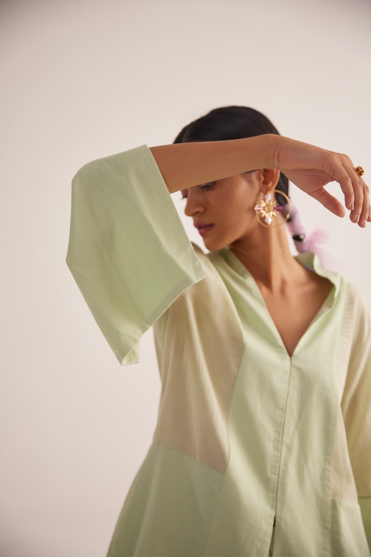 Green Embroidery Cotton Shirt - Western Era Tops for women