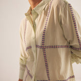 Green Line Embroidered Oversized Shirt - Western Era Tops for women