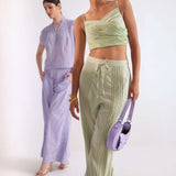 Green Multi Lace Straight Fit Cotton Trouser - Western Era Bottoms for women