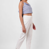 High waist white straight fit trousers - Western Era trousers for women