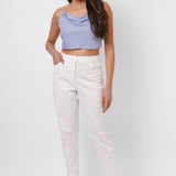 High waist white straight fit trousers - Western Era trousers for women