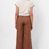 High - Waist Wide - Leg Cotton Trousers with Side Button Detail - Western Era trousers for women