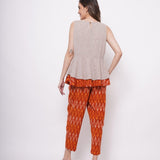 Ikat Print Orange Trousers - Western Era Bottoms for women