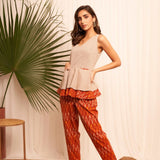 Ikat Print Orange Trousers - Western Era Bottoms for women