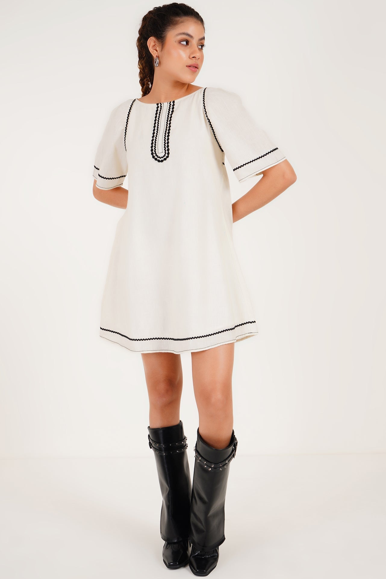 Ivory Echo Embroidered Mini Dress - Western Era Dresses for women
