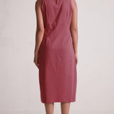 Maroon Mid Dress with Side Drape and Mother Pearls Embellished on The Front Yoke - Western Era Dresses for women
