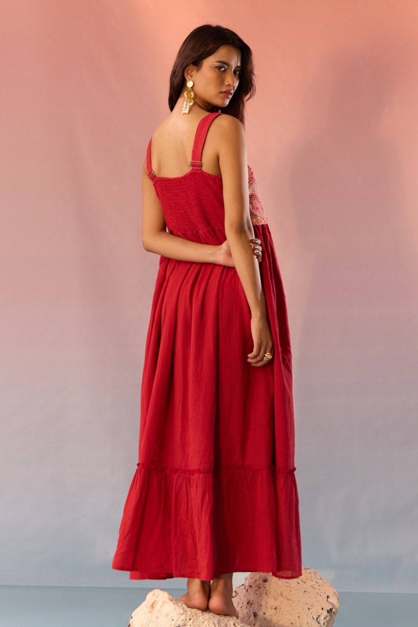 Mesh Maxi Dress with Applique work - Western Era Dresses for women