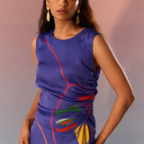 Navy Yin Yang Face Print Dress - Western Era Dresses for women