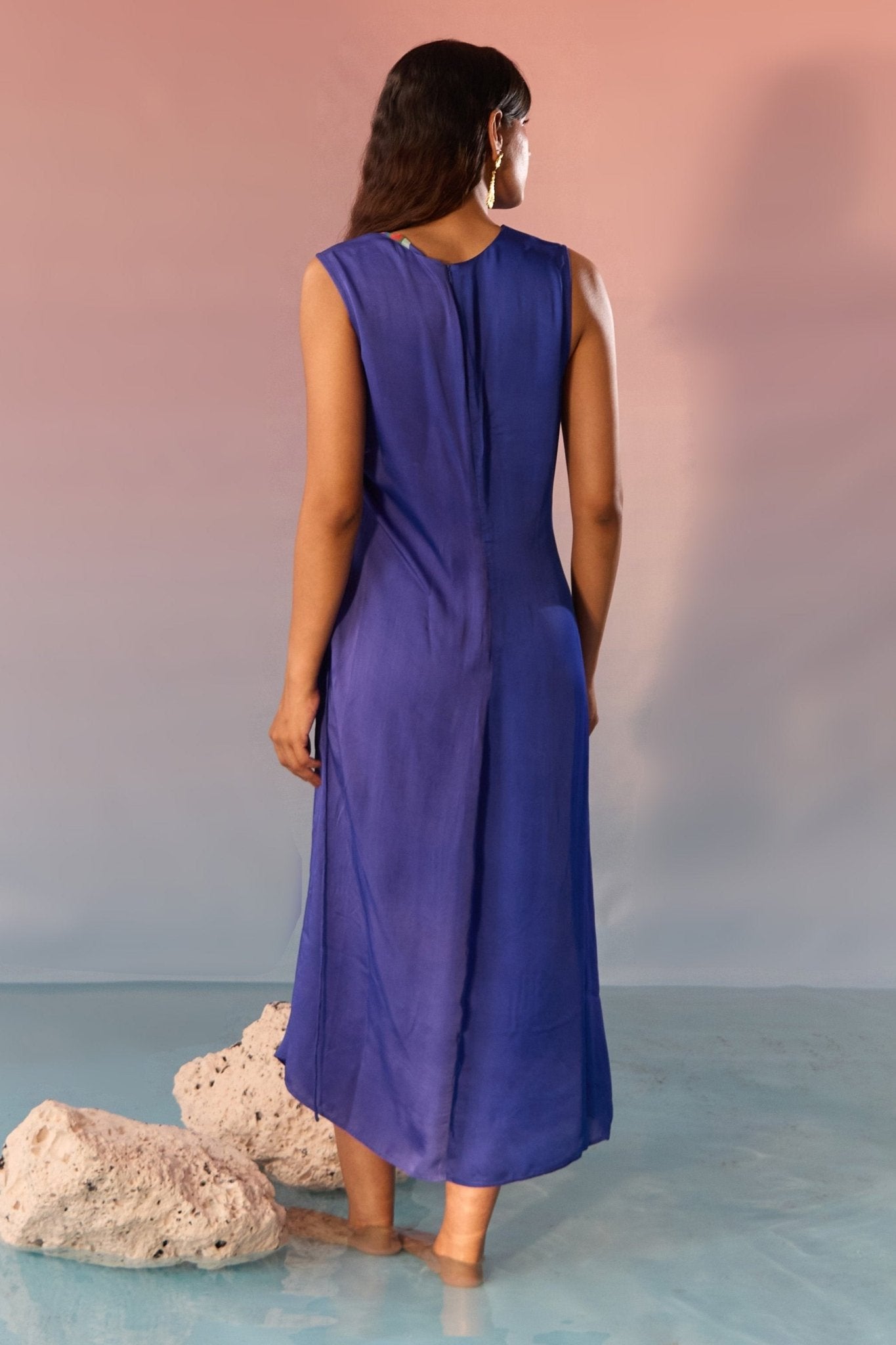 Navy Yin Yang Face Print Dress - Western Era Dresses for women