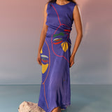 Navy Yin Yang Face Print Dress - Western Era Dresses for women