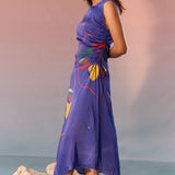Navy Yin Yang Face Print Dress - Western Era Dresses for women