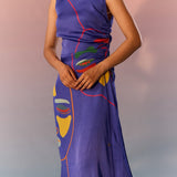 Navy Yin Yang Face Print Dress - Western Era Dresses for women