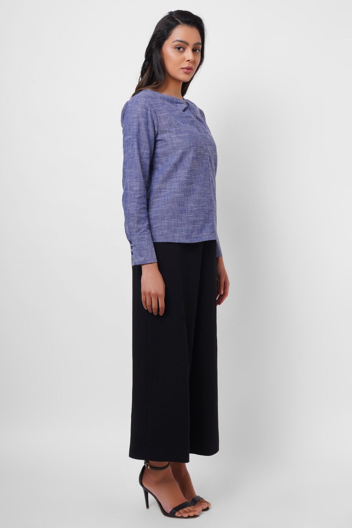 Neck Tie Up Denim Shirt Top - Western Era Tops for women