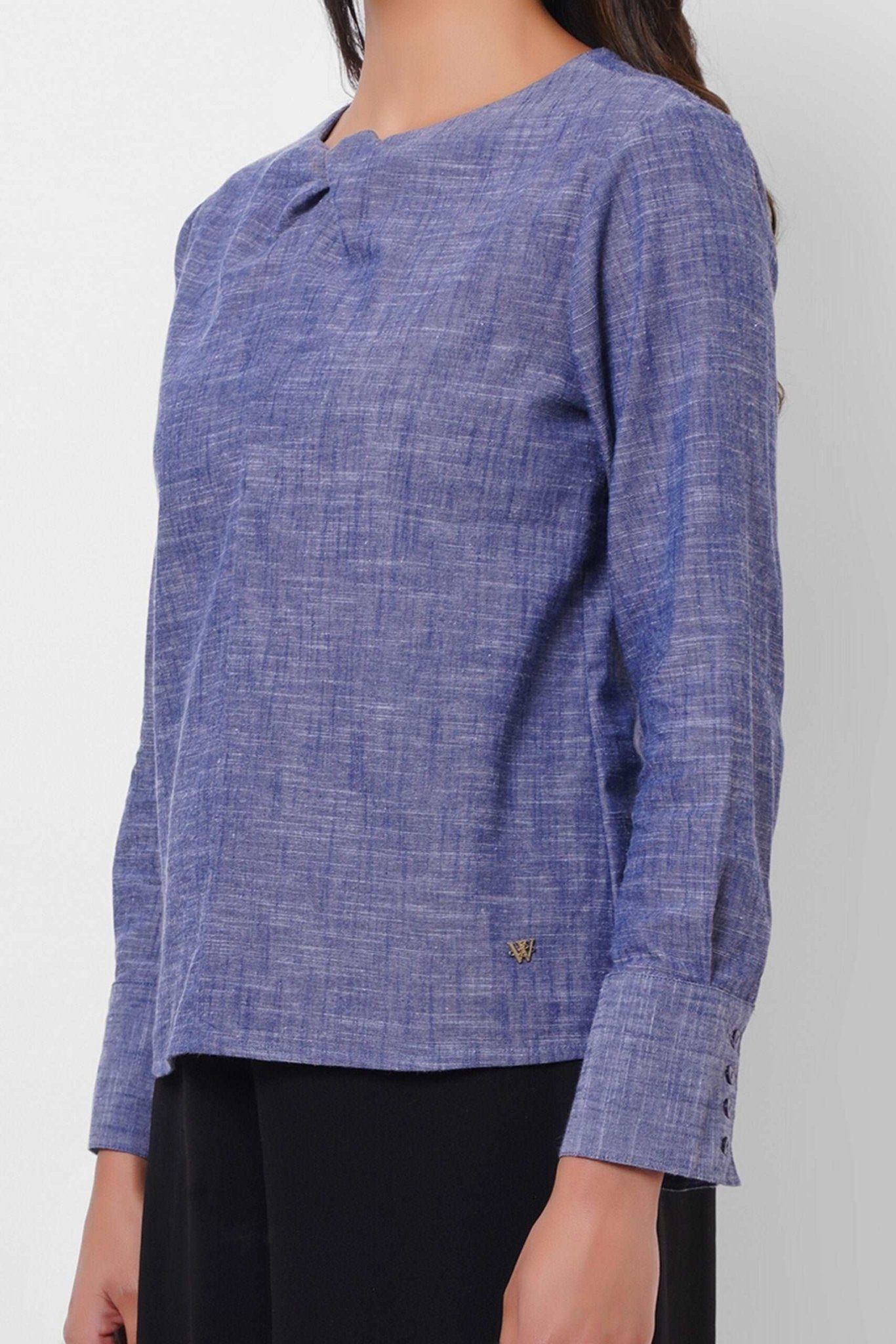 Neck Tie Up Denim Shirt Top - Western Era Tops for women