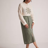 Off - White Top With Front Patch Zari Work Mandala Embroidery - Western Era Embroidery for women