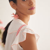Off White V - Neck Scalloped Frill Top - Western Era Tops for women