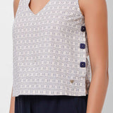 Office Wear Ivory Top With Side Buttons - Western Era Tops for women