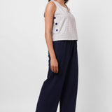 Office Wear Ivory Top With Side Buttons - Western Era Tops for women