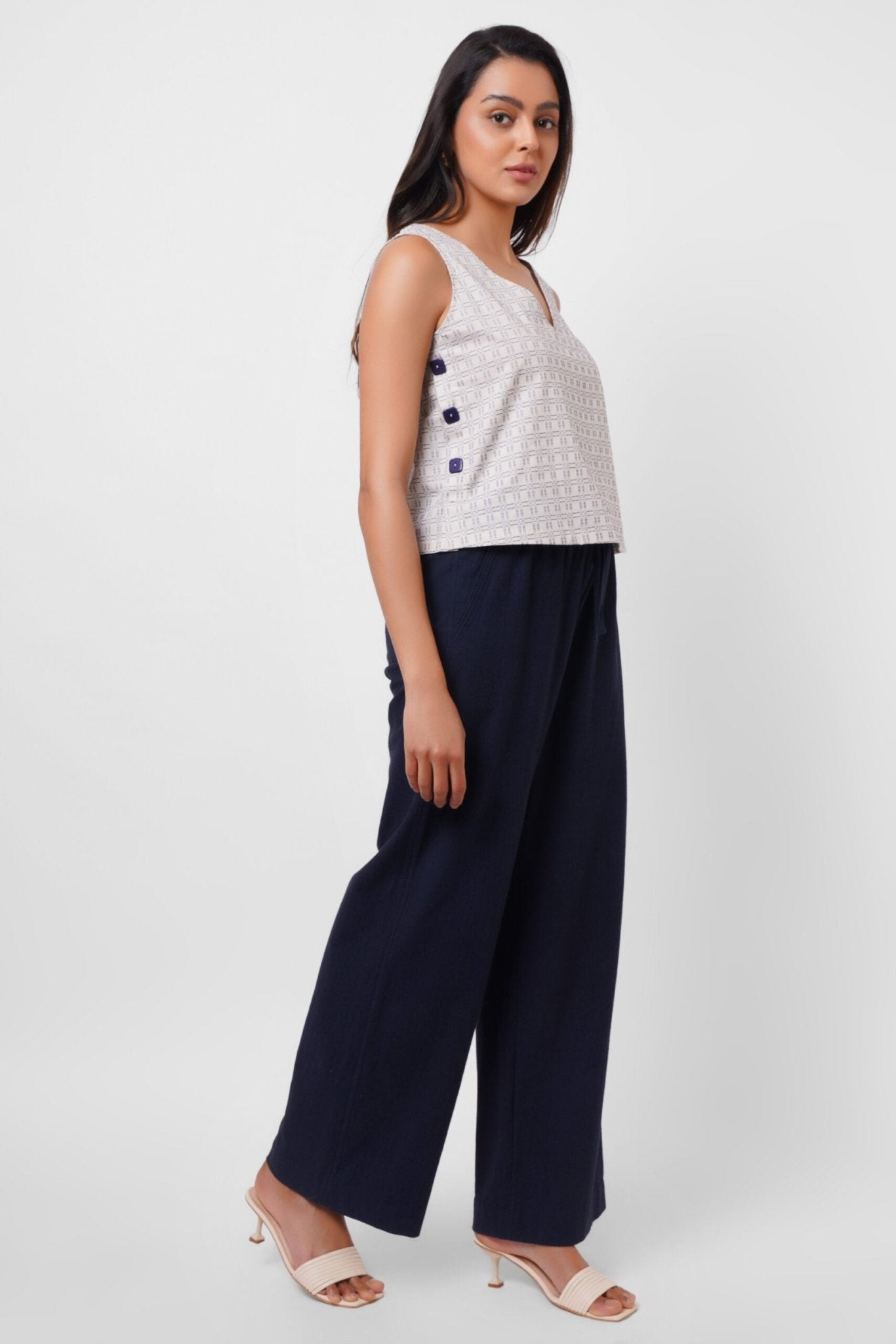 Office Wear Ivory Top With Side Buttons - Western Era Tops for women