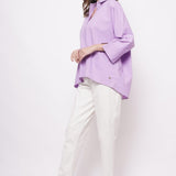 Office Wear Oversized High Low Lavender Shirt - Western Era Tops for women