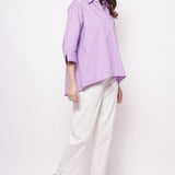 Office Wear Oversized High Low Lavender Shirt - Western Era Tops for women