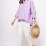 Office Wear Oversized High Low Lavender Shirt - Western Era Tops for women