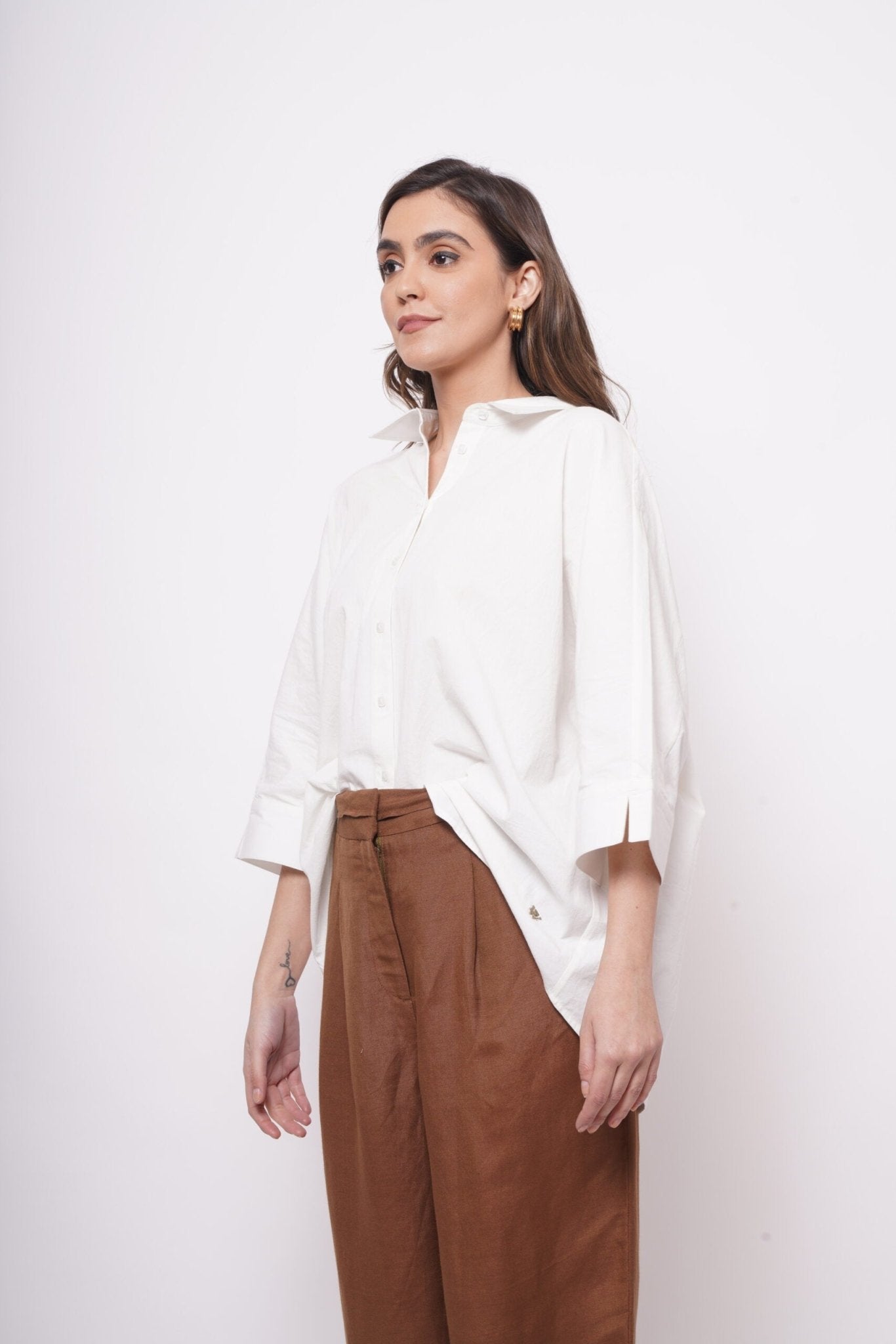 Office Wear Oversized High Low White Shirt - Western Era Tops for women