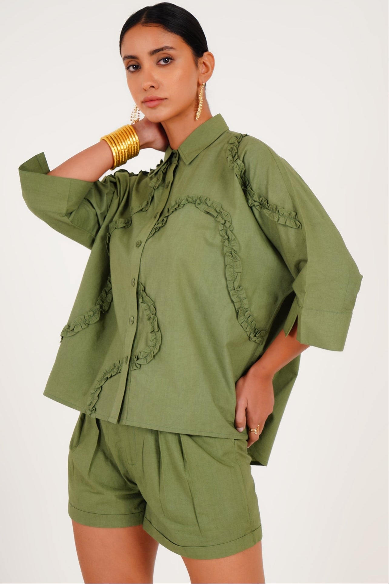 Olive Whisper Trails Co - ord - Western Era Co - ord set for women