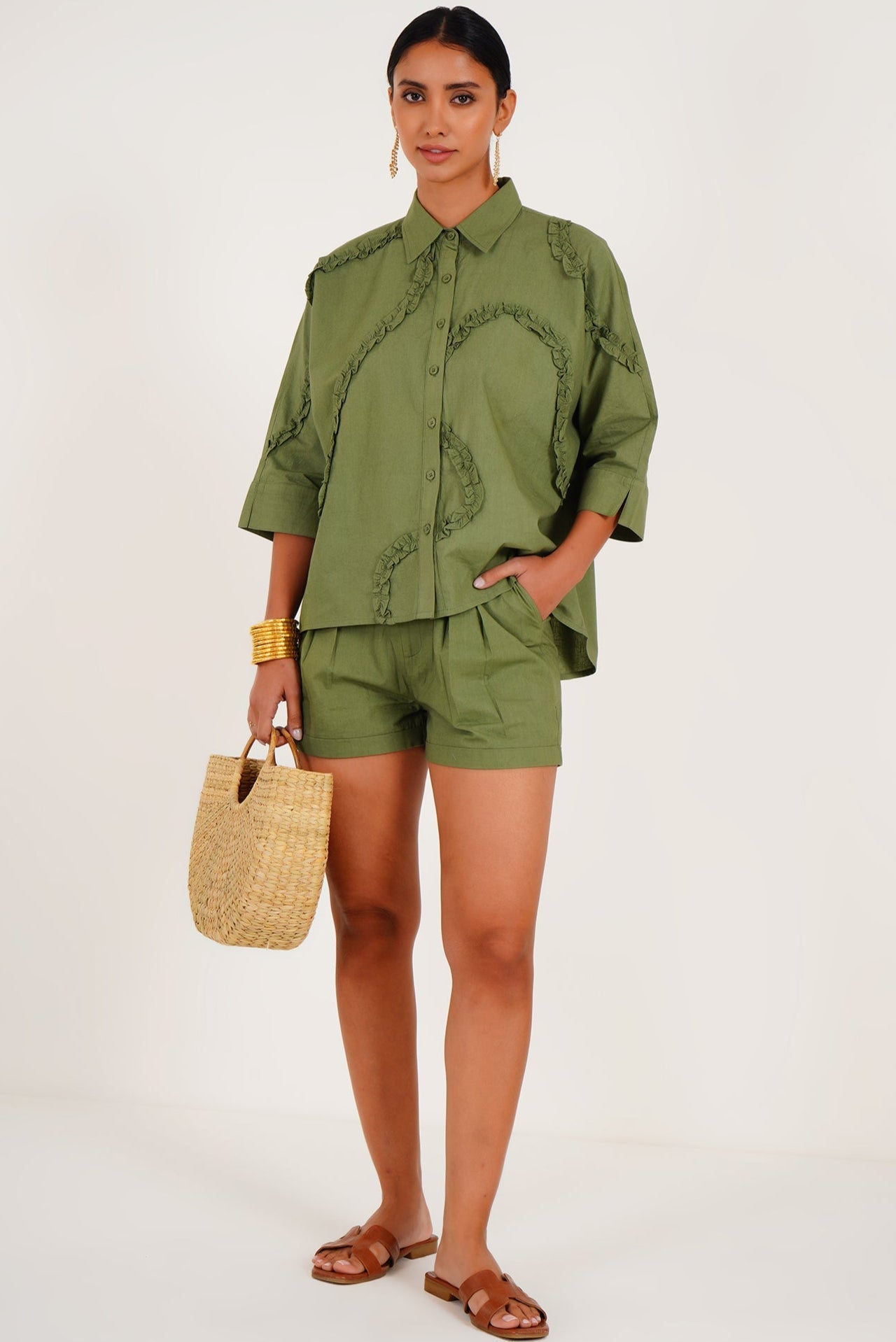 Olive Whisper Trails Co - ord - Western Era Co - ord set for women