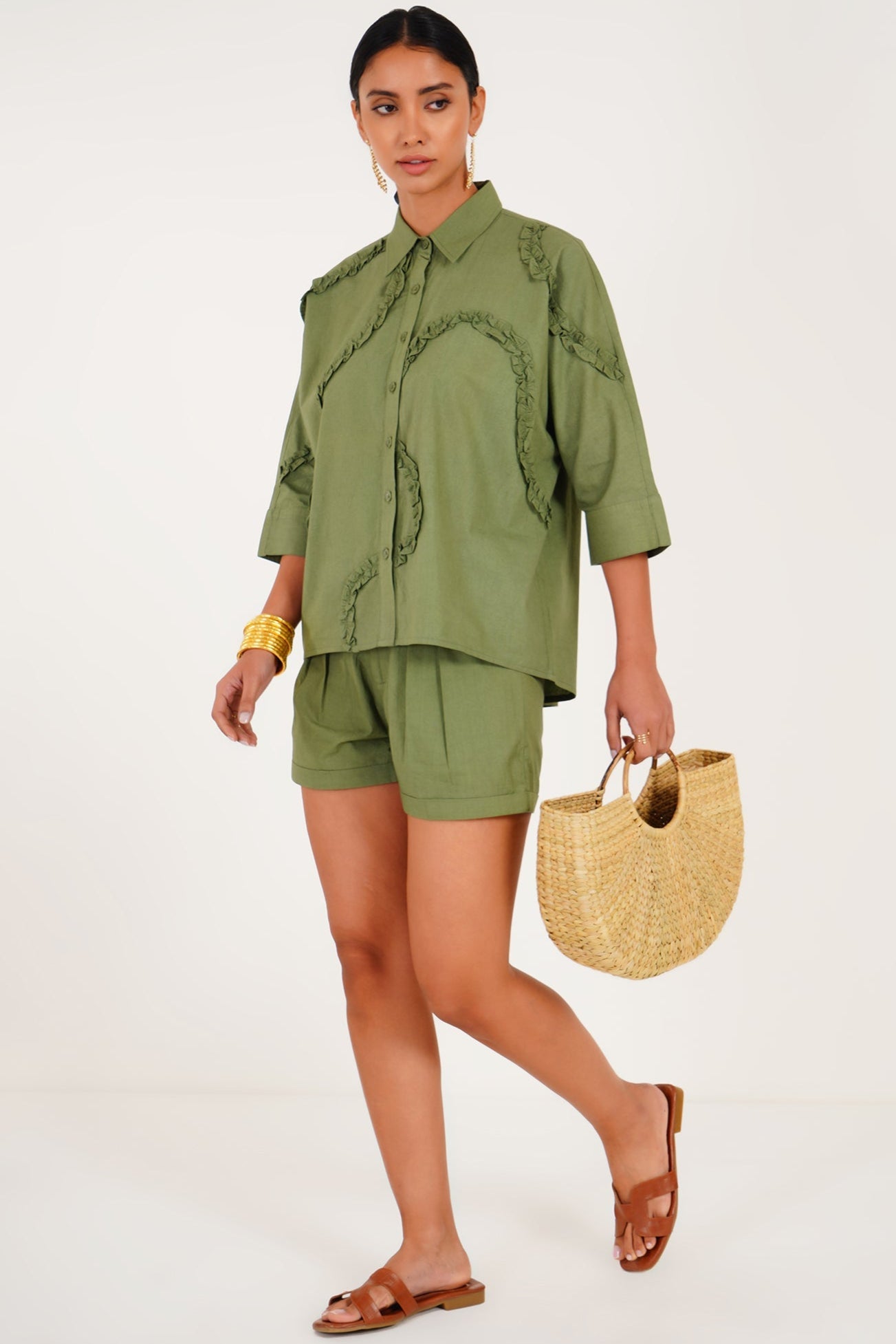 Olive Whisper Trails Co - ord - Western Era Co - ord set for women