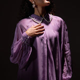 Organza Swing Dress with Embellished Collar and Balloon Hem - Western Era Dresses for women