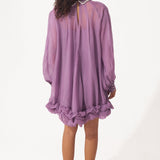 Organza Swing Dress with Embellished Collar and Balloon Hem - Western Era Dresses for women